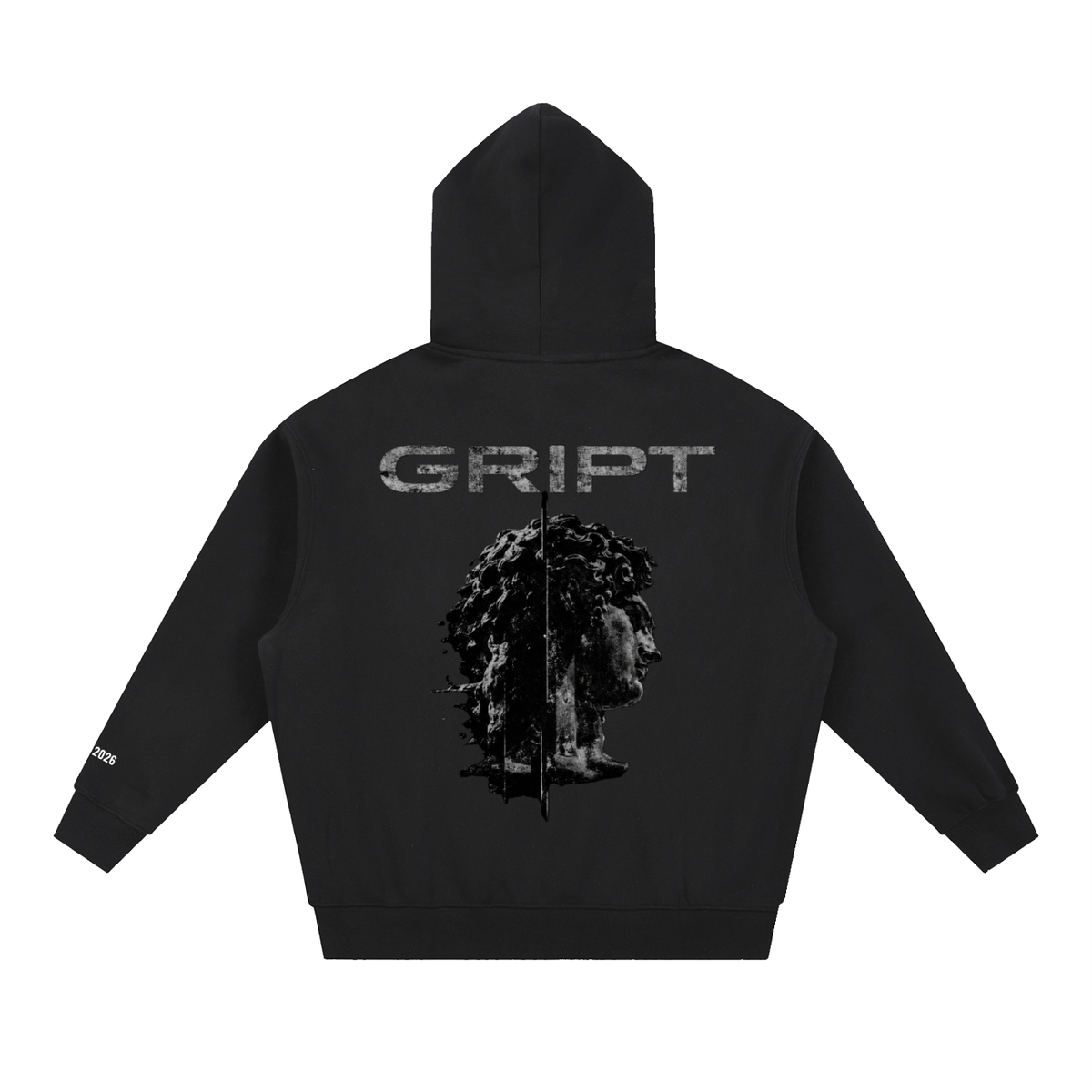 GRIPT FW26 Oversized Hoodie in black, alternate product view